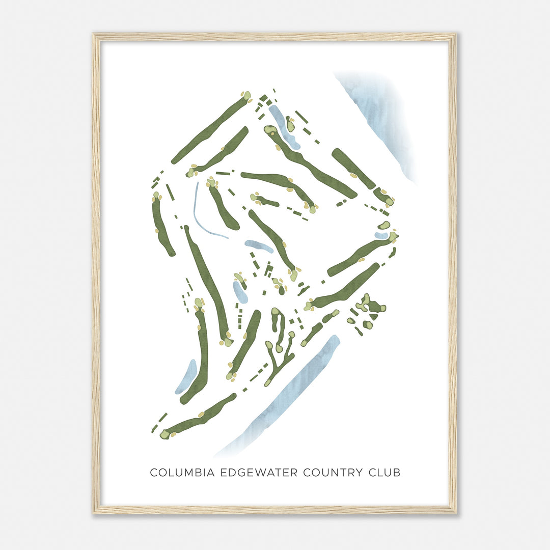 Print of Columbia Edgewater Country Club Modern Map