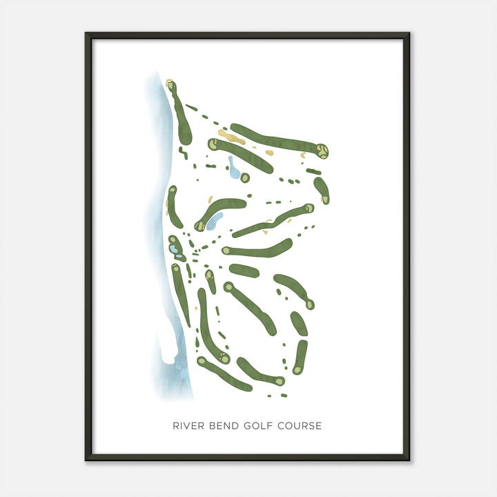 Print of River Bend Golf Course Modern Map