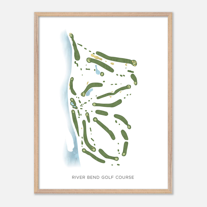 Print of River Bend Golf Course Modern Map