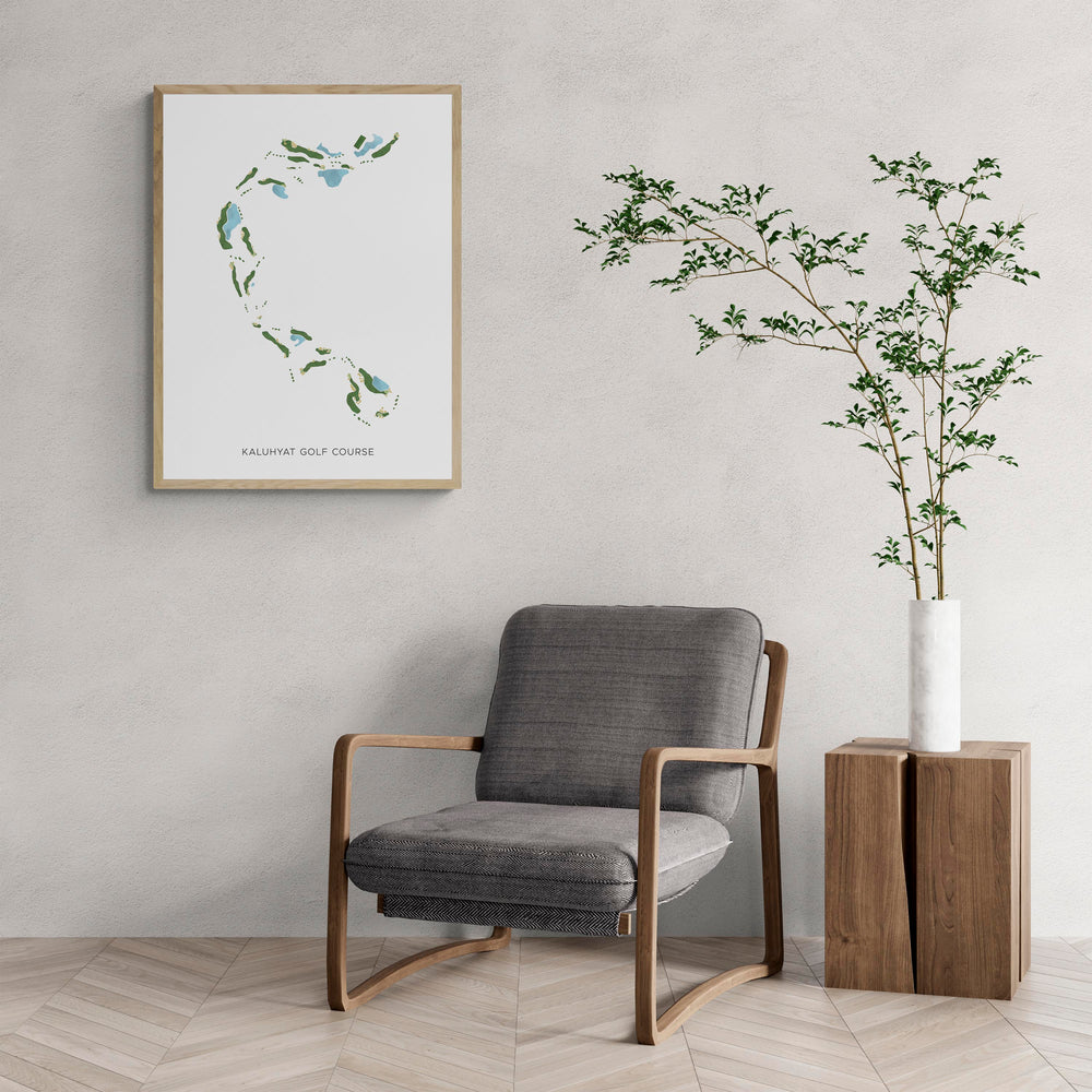 Modern Map of Kaluhyat Golf Course with a comfy armchair and large plant