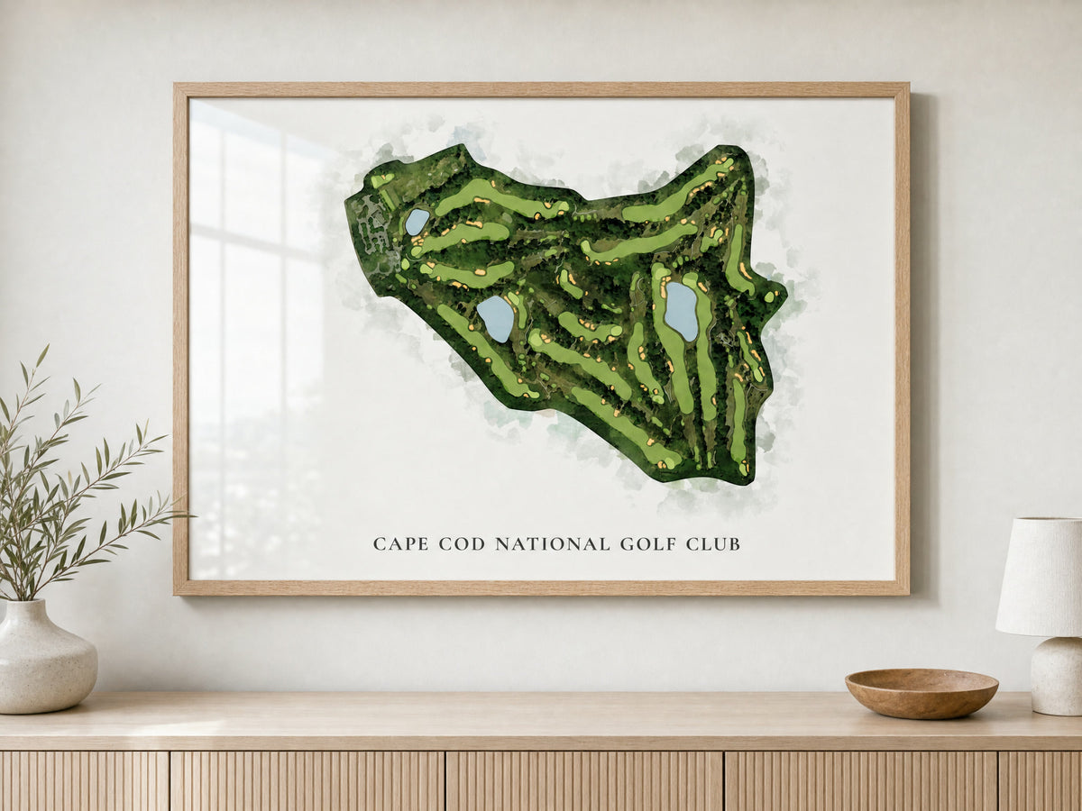 Cape Cod National Golf Club, Classic style, 24x32 print in a natural oak frame